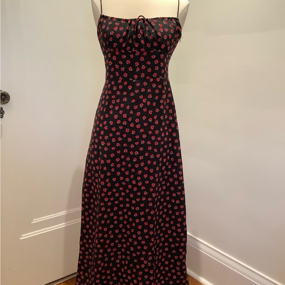 Red , Green and Black Maxi Sundress with Spaghetti Straps for Weddings & Parties